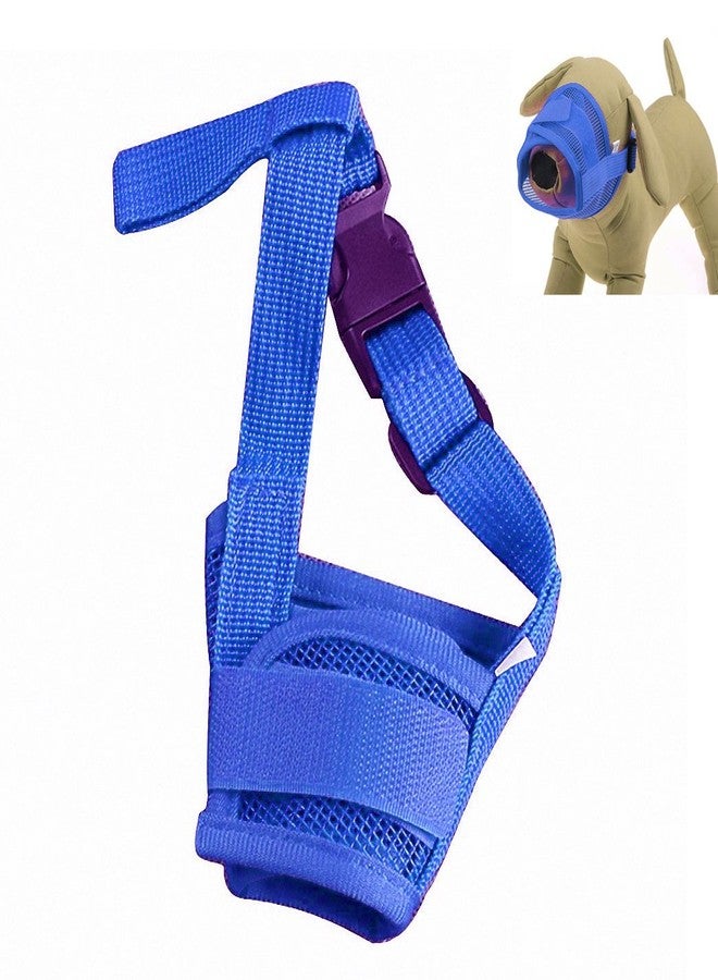 Nema NM Nema Nylon Plastic Adjustable Anti Bark Mesh Soft Mouth Muzzle for Dog (Blue, Large) - Image 4